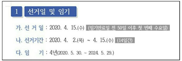 제21대 국회의원선거 4.15 총선 일정