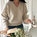 BK 레브 라쿤 브이넥 니트 4color 라쿤50 메리노울50 이미지