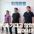 건강하남 7월 (벽에 기대고 앉았다 일어서기 운동) 이미지