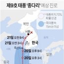 제9호태풍'종다리'예상진로 이미지