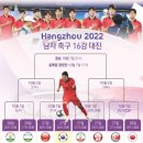 항저우 아시안게임 남자 축구 16강 대진 이미지