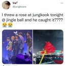 콘서트 중 갑자기 하늘에서 날아오는 꽃 잡는 방탄 정국 이미지