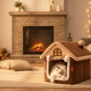 머쉬룸하우스 | 퍼플펫 겨울 강아지 고양이 하우스 숨숨집 텐트 동굴집 침대 파워쿠션 머쉬룸하우스 중형