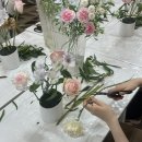 번차플라워 | 강남 원데이클래스 4월 3주차 플라워클래스 후기 - 보라빛 센터피스 [ 스노우폭스플라워]