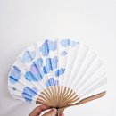 패브릭캘리그라피 | 뭉게구름 일러스트 패브릭 비즈장식 부채 주문제작