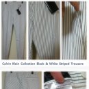 INCOTEX, Calvin Klein Collection / Slim-Fit Moleskin Trousers, Black &amp; White Striped Trousers / 28, 44 이미지