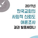 한국교회의 사회적 신뢰도 (2017 기독교윤리실천운동 여론조사결과) 이미지