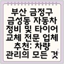 나도 할수 있다 최고의 자동차 정비사 | 부산 금정구 금성동 자동차 정비 및 타이어 교체 전문 업체 추천: 차량 관리의 모든 것