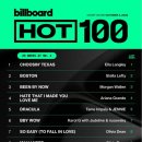 2026년 10월3일자 빌보드 핫100 차트 TOP10! 24주 1위를 질주하는 엘라 랭리의 츄징 텍사스!