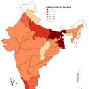 인도 인구 밀도 지도 이미지