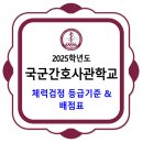 국군간호사관학교 / 2025학년도 체력검정 등급기준 및 배점표 이미지