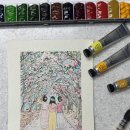 알파아트 | 겹벚꽃 나들이 추억을 수채화로 담아봤어요 (알파 프로 수채화물감 , 신우아트 타이탄 파레트 30칸 후기)”
