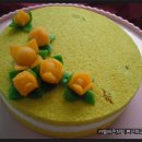 울금으로 만든 떡케이크(레시피) 와 뽀로로 떡케이크 이미지