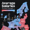 지도: 유럽 전역의 평균 임금 이미지