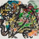 홍석창, 악귀를 쫓는 호랑이, 45.5x54, 화선지 채묵 이미지