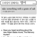 take something with a grain of salt(~의 말을 걸러서 듣다) 이미지