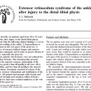Extensor retinaculum syndrome of the ankle after injury to the distal tibial physis. 이미지