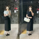 디자인슬릿 | 시에(SIE) 썸머 돌먼니트, 미아 사이드 슬릿 스커트 키작녀 출근룩 코디 후기