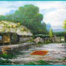 평화로운 농촌 풍경화 이미지