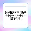 피앤비컨설팅 | 금호피앤비화학 기능직 채용공고 자소서 첨삭 대필 합격 후기