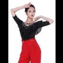 시니어라틴&라인댄스 | 섹시하면서 우아한 라틴 라인 여성 중소매 무대 공연용 고급 댄스 의상