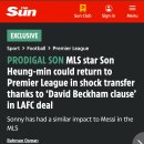 [더 선] 손흥민의 계약서에는 MLS 비시즌 동안 유럽에서 뛸 수 있는 조항이 포함되어 있다 이미지