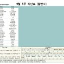 9월 식단표 이미지