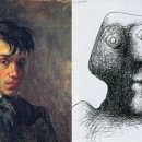 파블로 피카소의 인생 첫 자화상과 인생 마지막 자화상 이미지