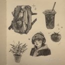 드로잉(소묘) & 스케치 | 스케치로그 #280 연필 소묘 - 슬램덩크 송태섭, 동물의 숲, 로판드레스, MZ감성일상 물건들