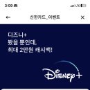 신규) 신한카드 디즈니플러스 1년 연구독 99,000원 결제시 캐시백 20,000원 이미지