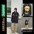 슈프림 스폰지밥 여성 롱슬리브 티셔츠 카고팬츠 스트릿 코디 후기