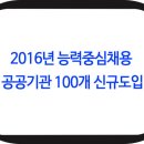 2016년 능력중심채용 공공기관 100개 신규도입 이미지