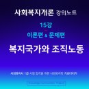 전국연합노동조합연맹 중앙실업노동조합 | [사회복지학 기초다지기] 사회복지개론 15강 이론편 &amp; 문제편 : 복지국가와 조직노동
