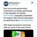 UFC 더블린 대회 공식 취소 이미지