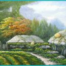 평화로운 농촌 풍경화 이미지