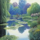 소나무와 호수 이미지