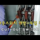 전기안전관리 계전기 실험하기 위해 정전하고 컷아웃스위치(cut-out switch) 개방,투입작업 영상 이미지