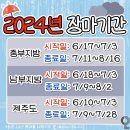 2024 장마기간 예상 일기예보 이미지