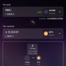 THORChain에서 코스모스(Atom)를 비트코인 스왑시 수수료 90% 넘게 저렴해졌음. 이미지