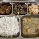 11.1(쌀밥,배추김치,북어국,소고기찹스테이크,우엉조림) 이미지