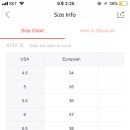 신발 사이즈표 볼줄 아는 사람 ㅠㅠ? 미국사이즈표인데 이미지