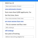 124 25/9/28 Nasa introduces its newest astronauts; 10 chosen from more than 이미지