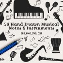 hand drawn musical instruments music notes 이미지