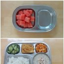 7월 15일 : 수박 / 백미밥1/2, 삼계탕,(고춧가루제외)두부양념조림,오이무침, 배추김치 / 카스텔라,우유 이미지