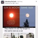 태양과 달의 크기가 똑같다는 지구평평론자 이미지