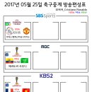 2017년 5월 25일 (목요일) 축구중계 방송편성표 이미지