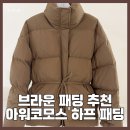 (주)코모스 | 브라운 패딩 추천 4개 제품 비교ㅣ아워코모스 하이넥 덕다운 하프 패딩 구매후기