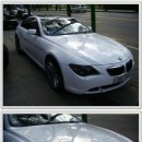 BMW 650 차량의 유광흰색 전체필름시공 이미지