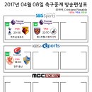 2017년 4월 08일 (토요일) 축구중계 방송편성표 이미지