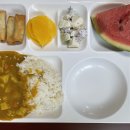2022.08.16-백미밥,카레라이스,단무지,과일야채샐러드,춘권,수박 이미지